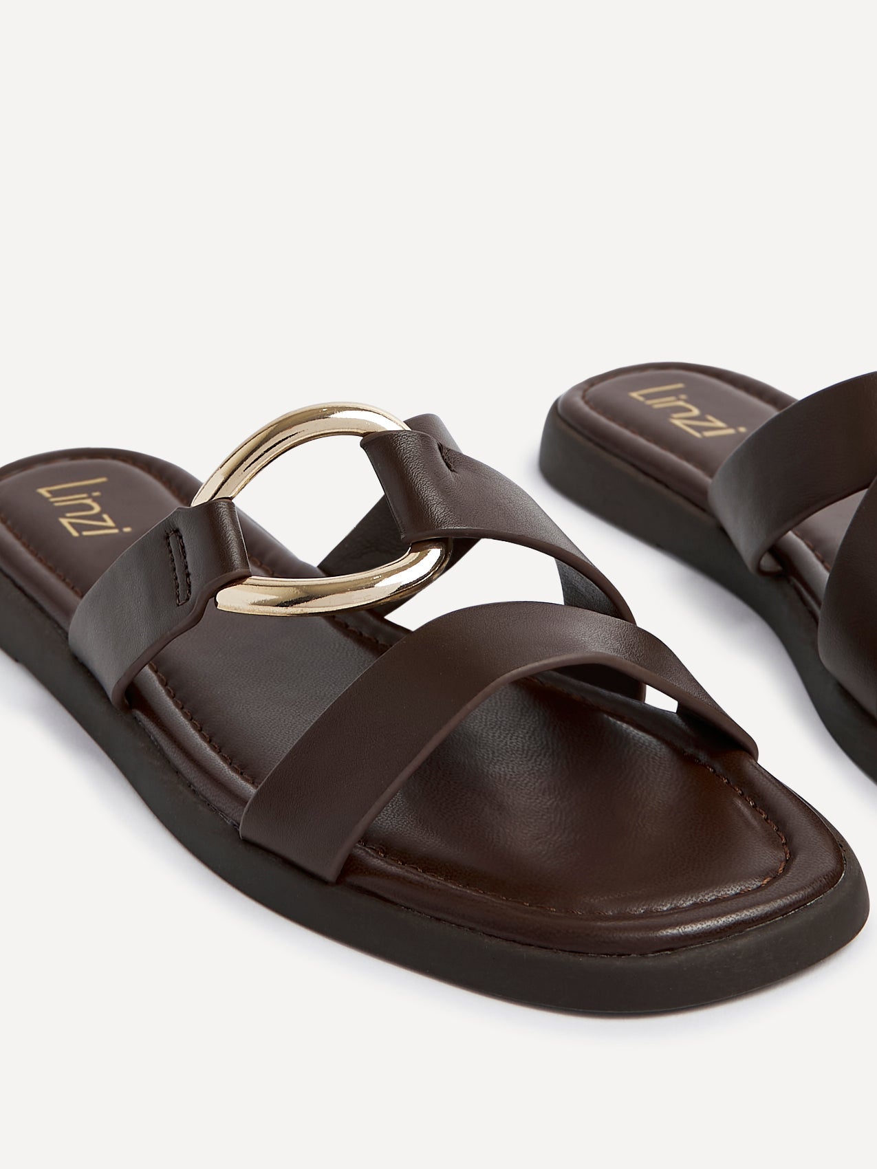 Cassandra Brown Double Strap Sandals
