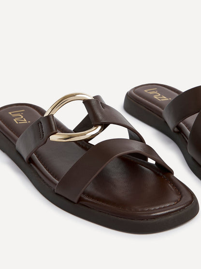 Cassandra Brown Double Strap Sandals
