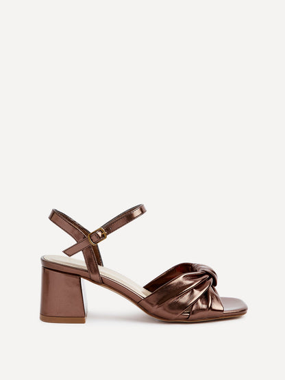 Charlotte Bronze Faux Leather Knotted Heels