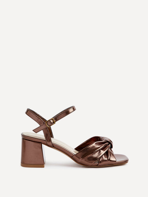 Charlotte Bronze Faux Leather Knotted Heels