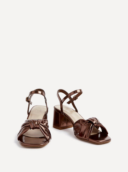 Charlotte Bronze Faux Leather Knotted Heels