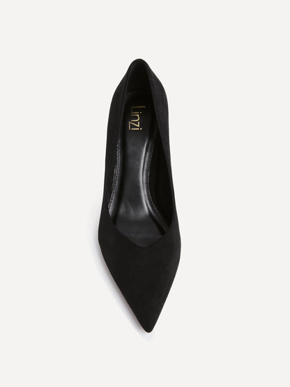 Classic Black Faux Suede Court Heels