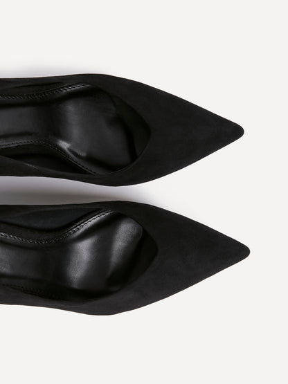 Classic Black Faux Suede Court Heels