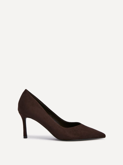 Classic Brown Faux Suede Court Heels