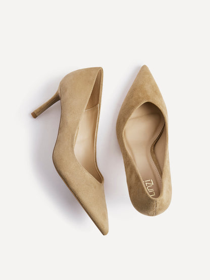 Classic Camel Faux Suede Court Heels
