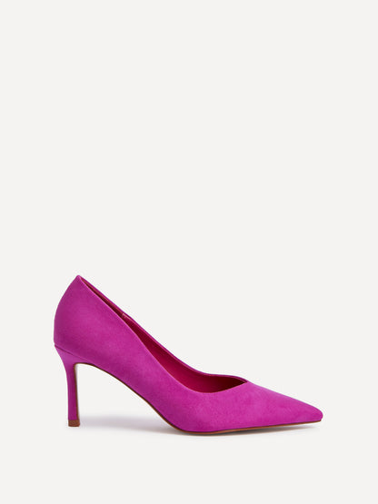 Classic Fuchsia Faux Suede Court Heels