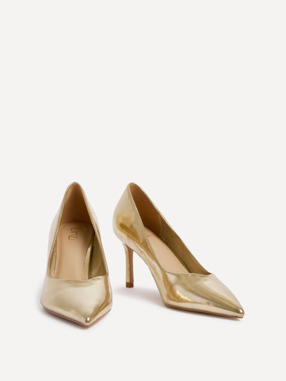 Classic Gold Faux Leather Court Heels
