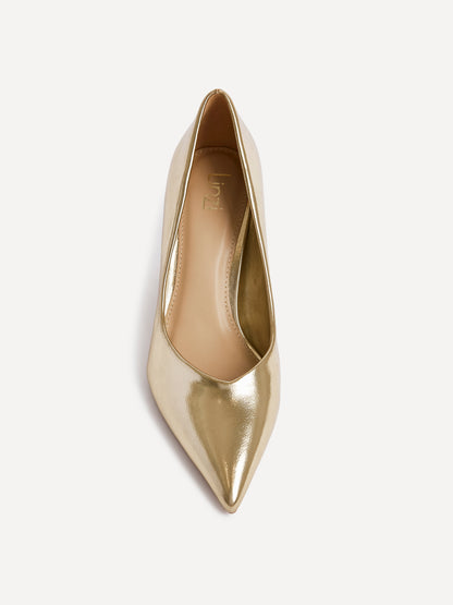 Classic Gold Faux Leather Court Heels