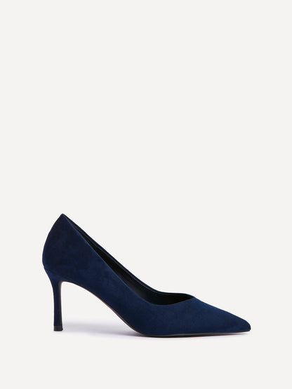 Classic Navy Faux Suede Court Heels