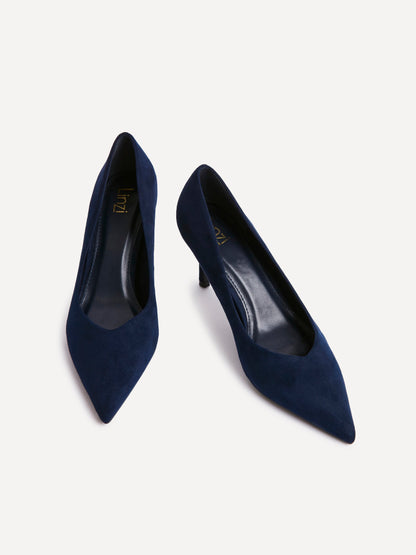 Classic Navy Faux Suede Court Heels
