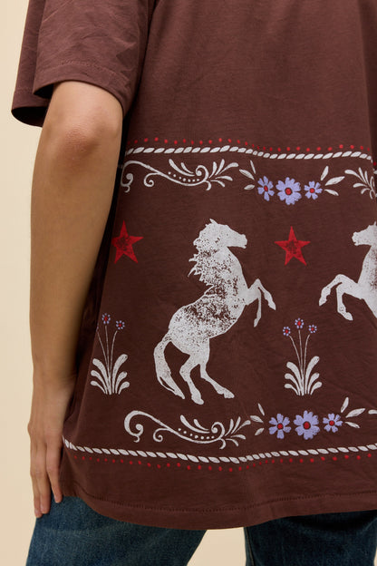 floral horse pattern merch tee