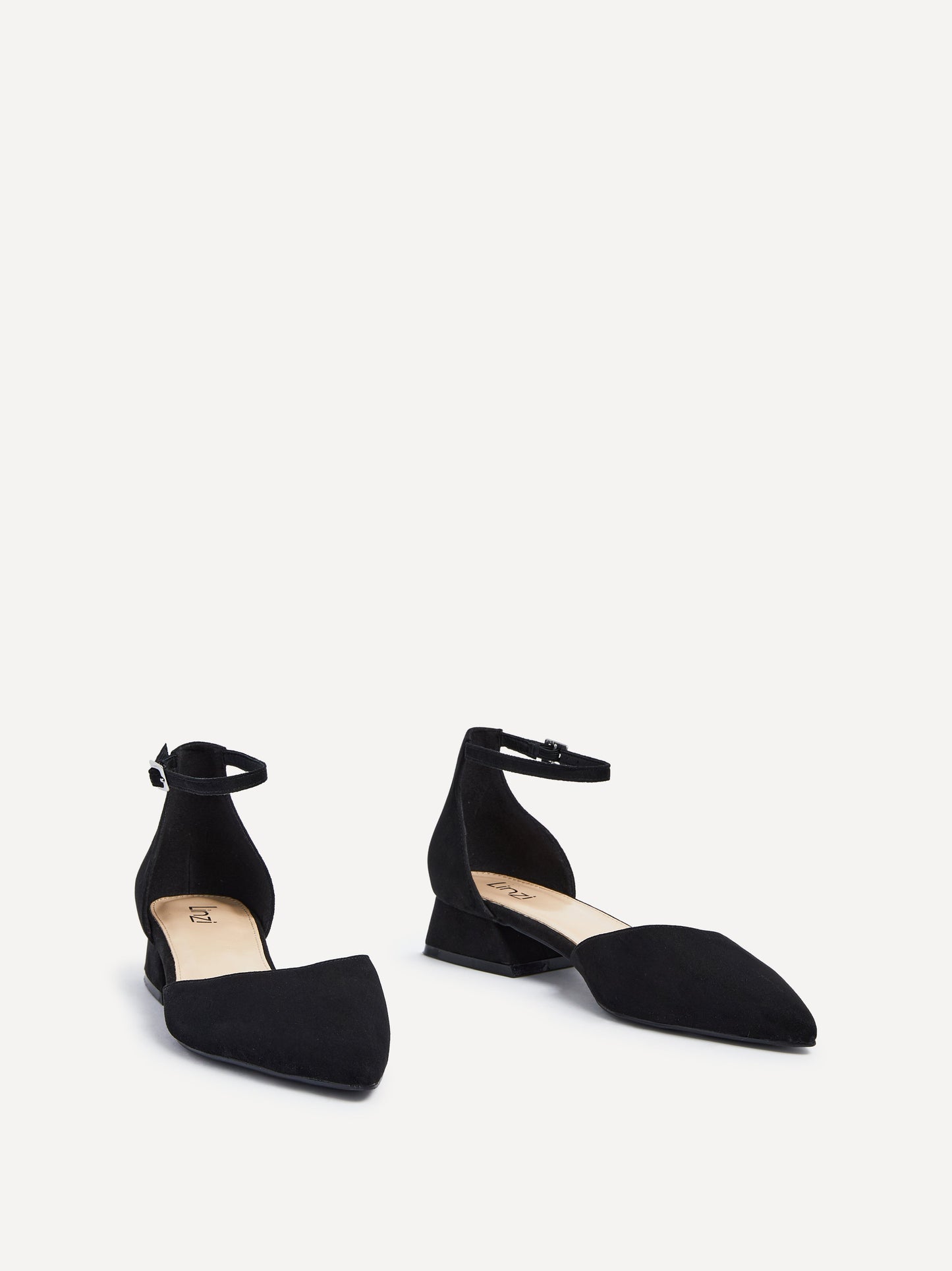 Dahlia Black Faux Suede Low Court Heels