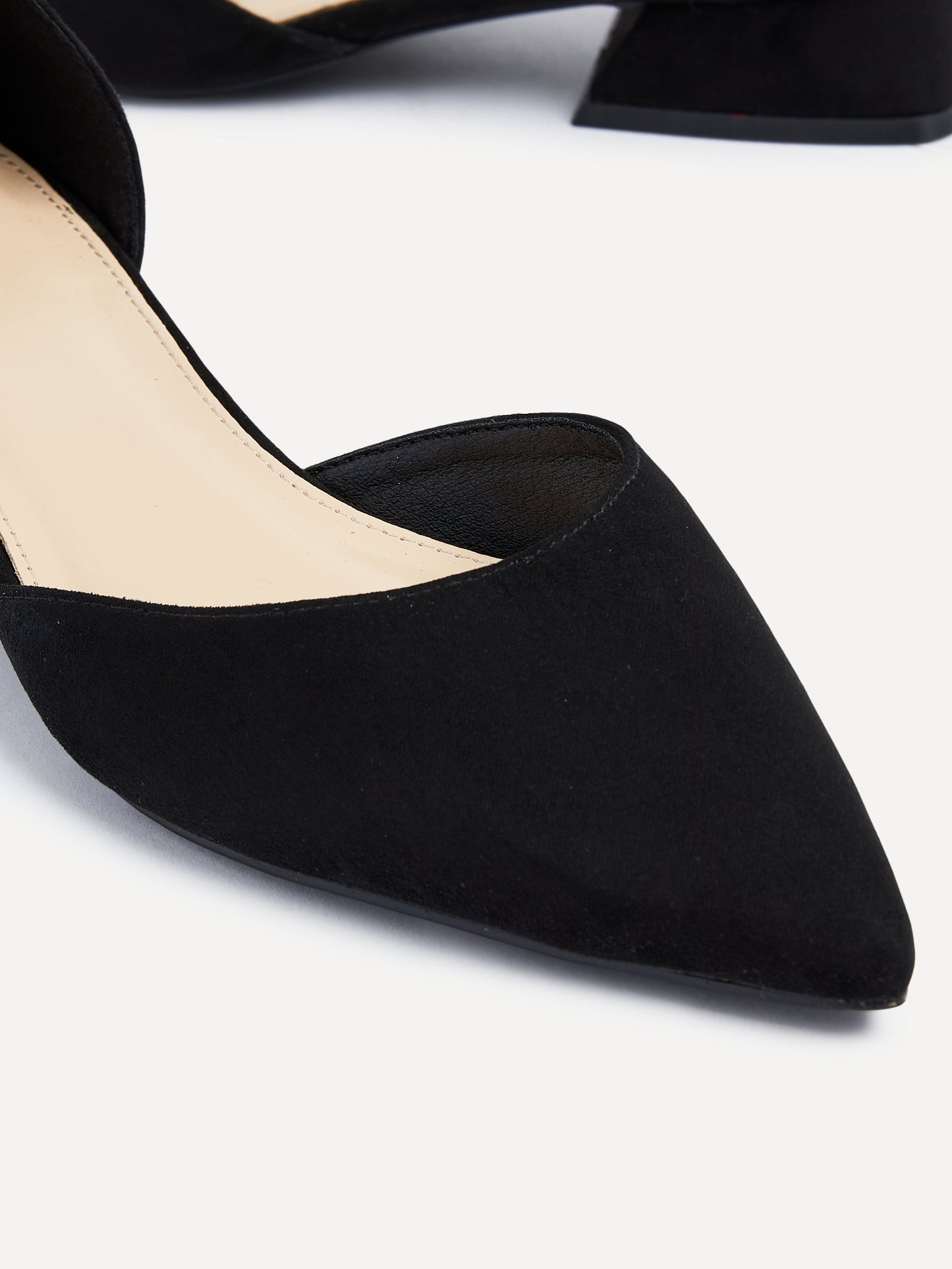 Dahlia Black Faux Suede Low Court Heels