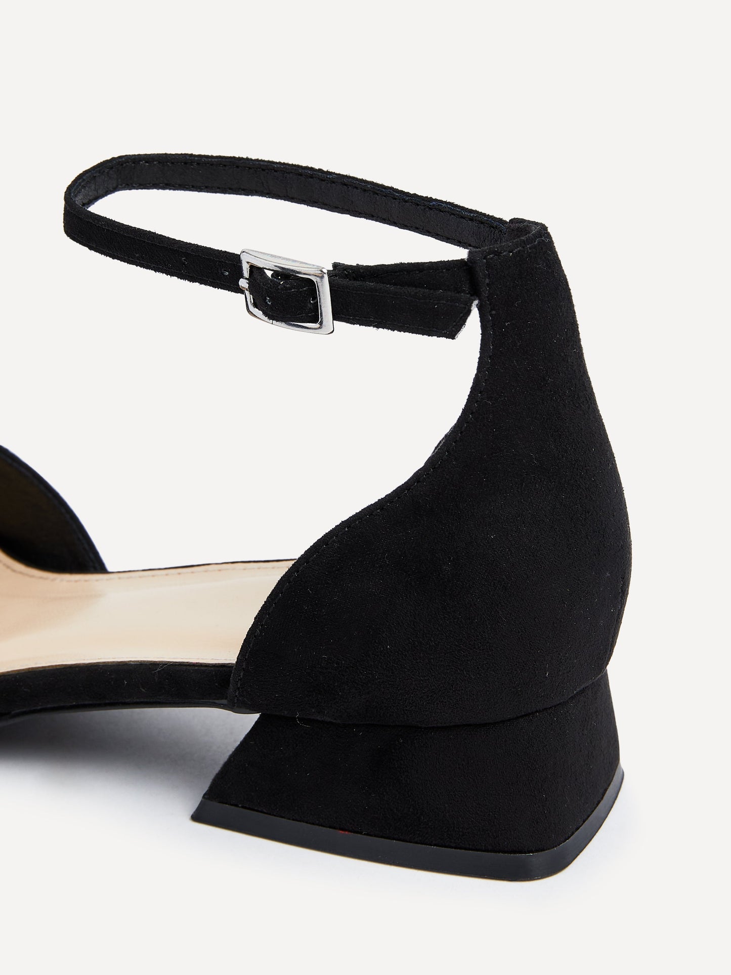 Dahlia Black Faux Suede Low Court Heels
