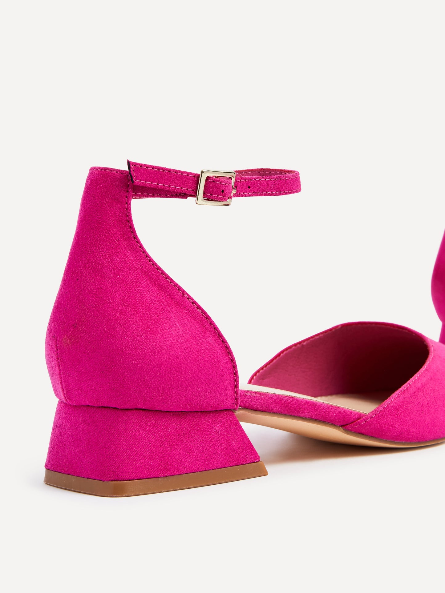 Dahlia Fuchsia Faux Suede Low Court Heels