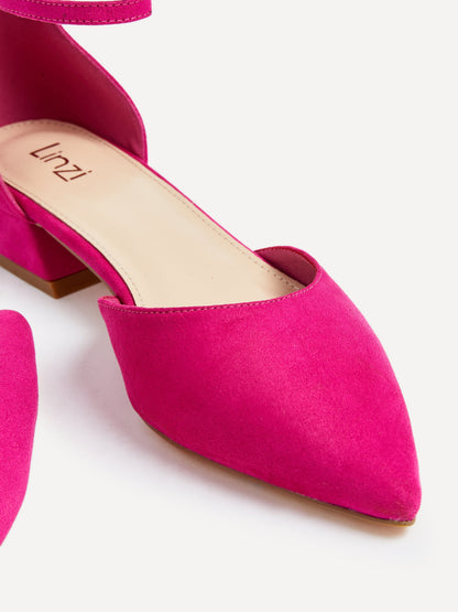 Dahlia Fuchsia Faux Suede Low Court Heels