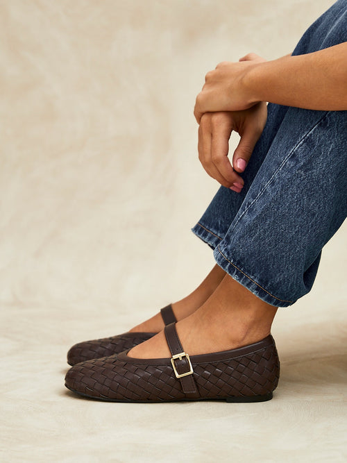 Daily Brown Faux Leather Mary Jane Pumps