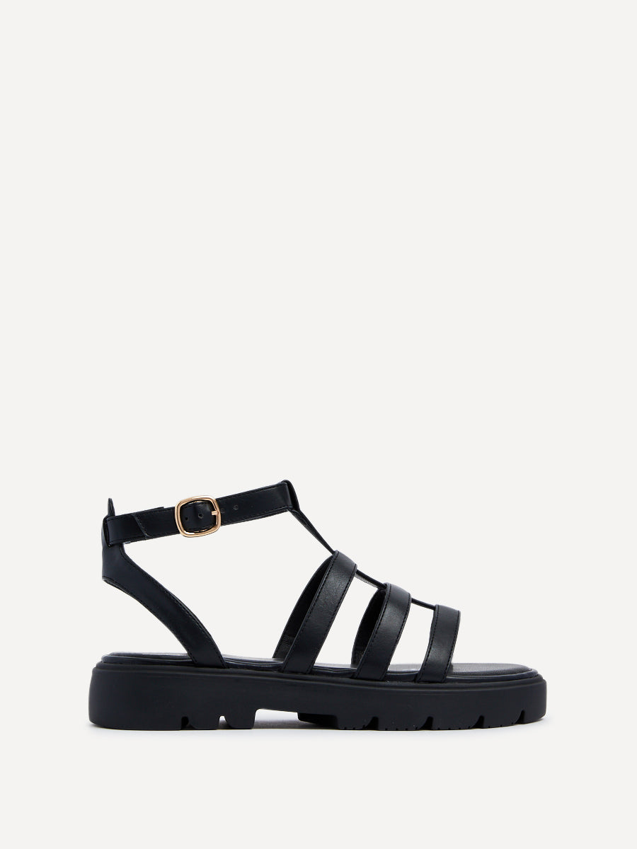Dallas Black Gladiator Flatform Sandals