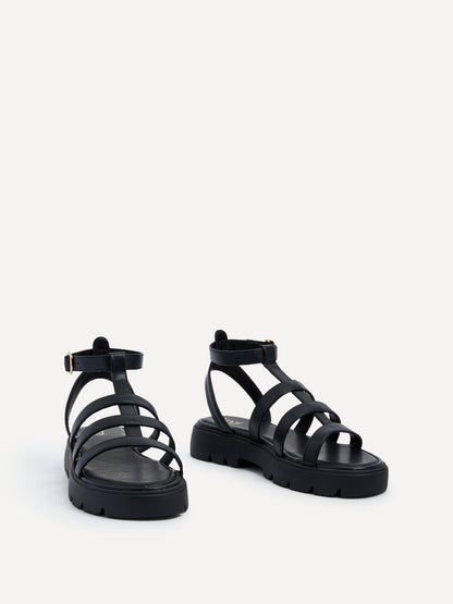 Dallas Black Gladiator Flatform Sandals