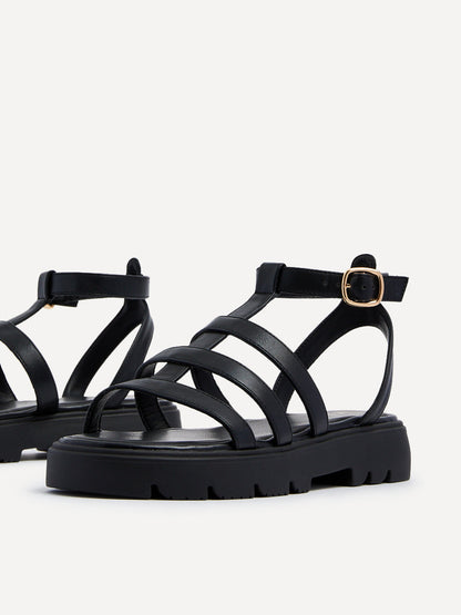 Dallas Black Gladiator Flatform Sandals