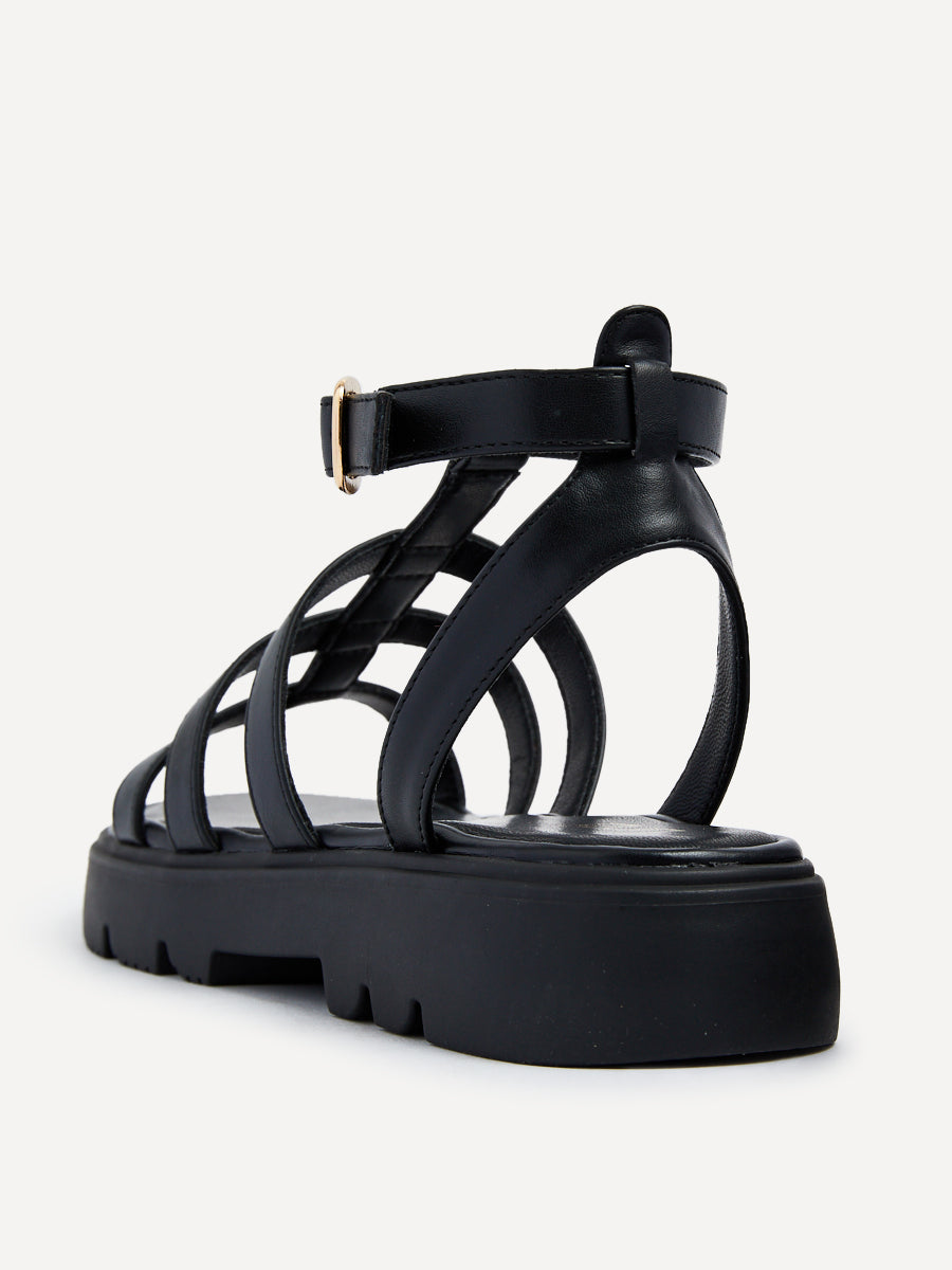 Dallas Black Gladiator Flatform Sandals