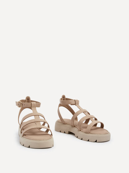 Dallas Nude Gladiator Flatform Sandals