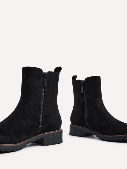 Dalston Black Faux Suede Chelsea Boots