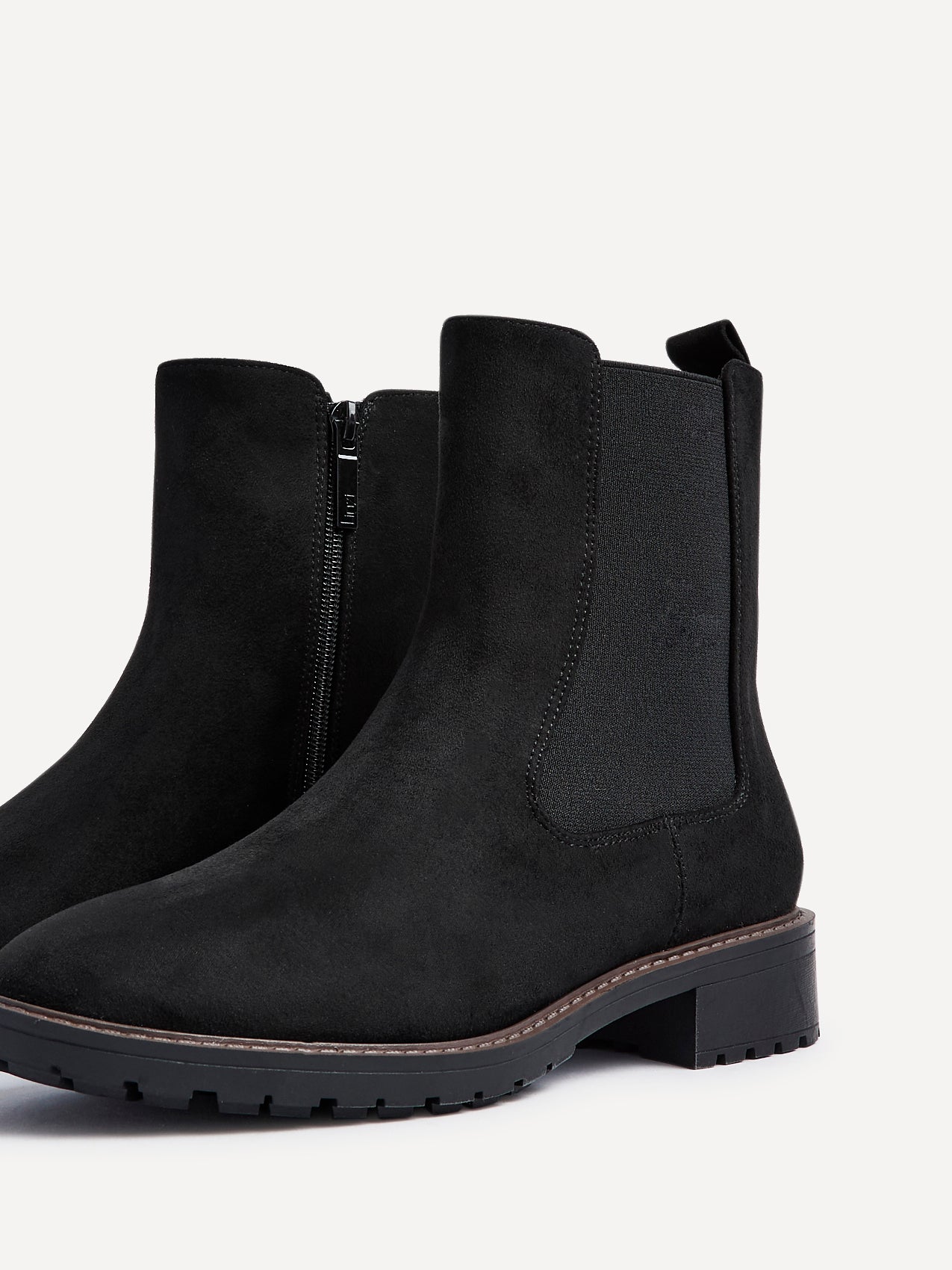 Dalston Black Faux Suede Chelsea Boots