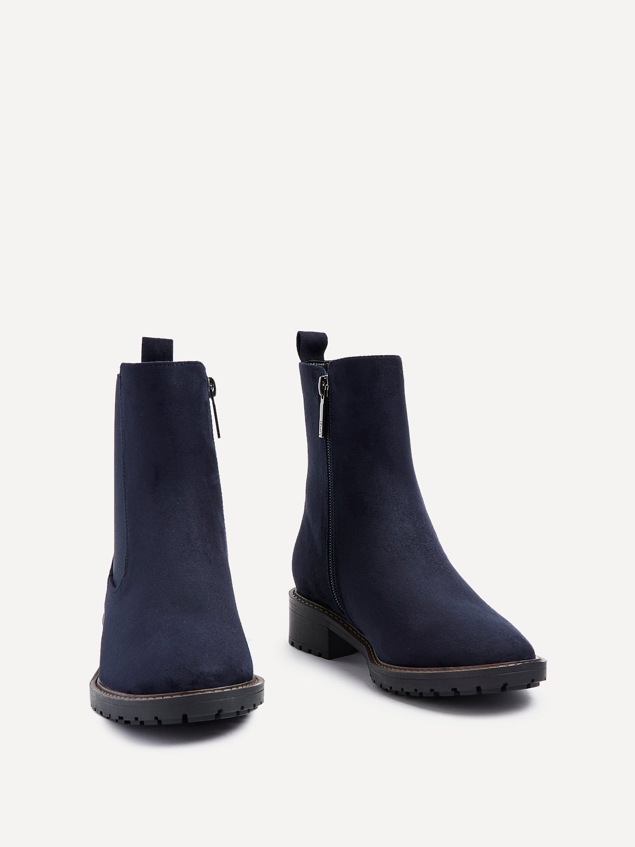 Dalston Navy Faux Suede Chelsea Boots