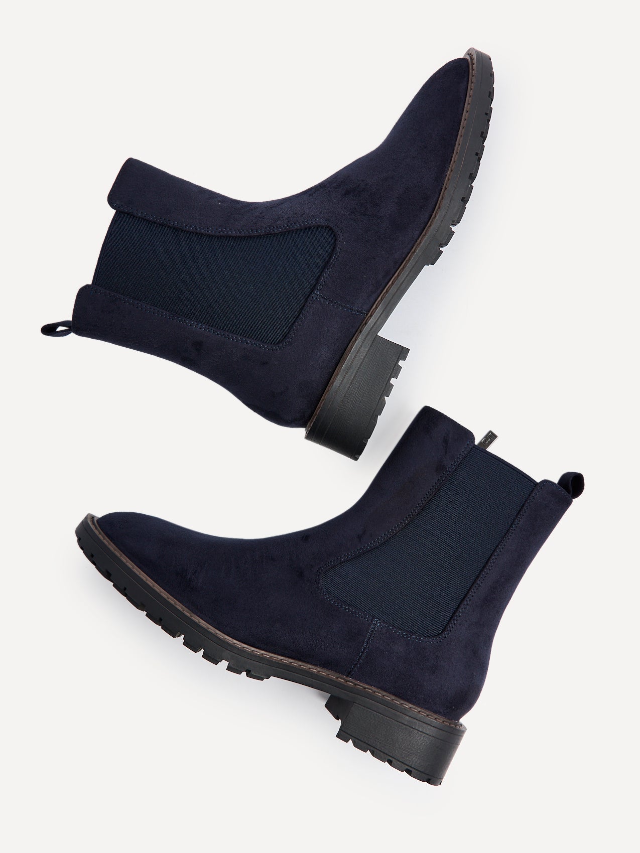 Dalston Navy Faux Suede Chelsea Boots