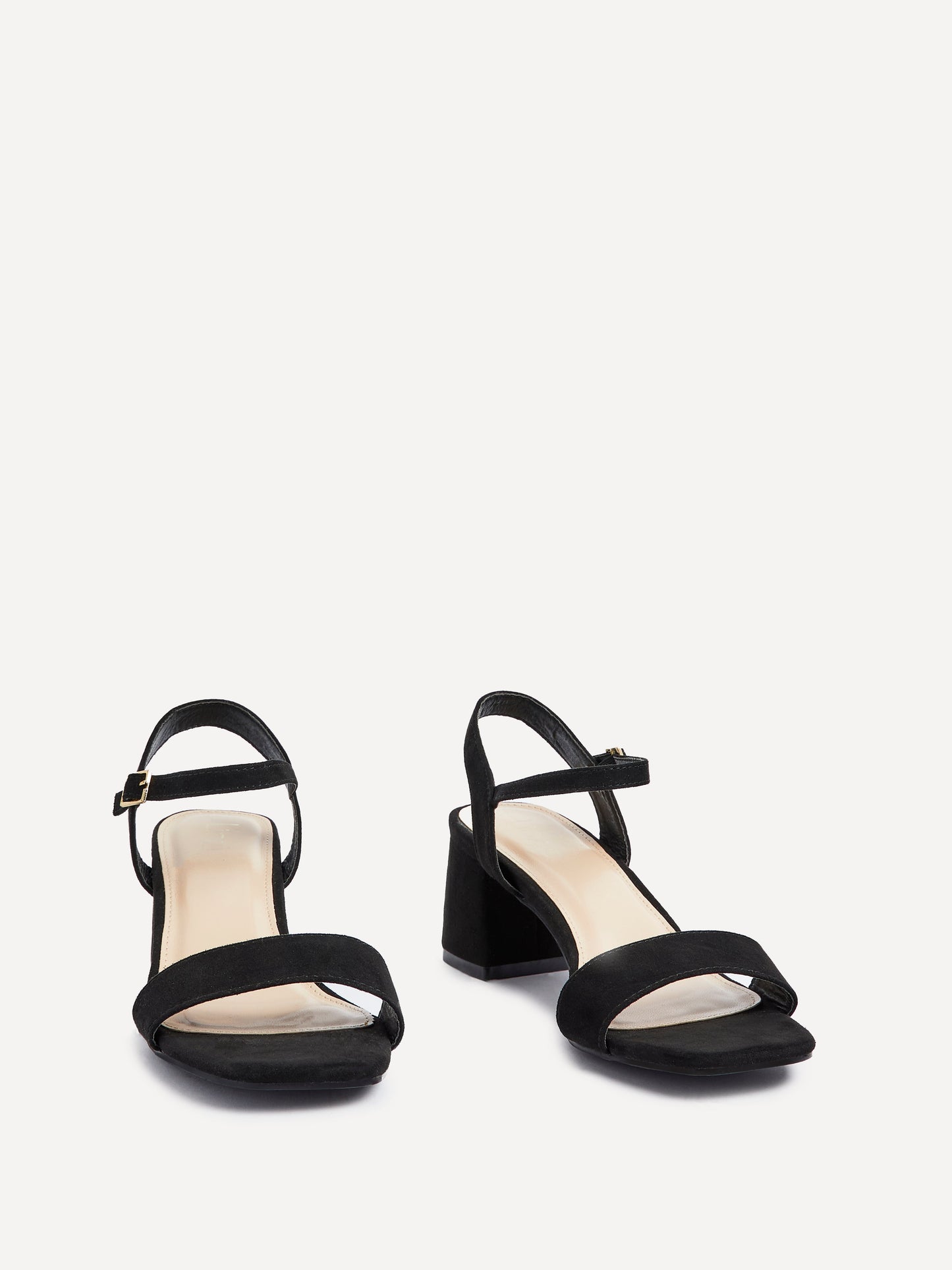 Darcie Black Faux Suede Heeled Sandals