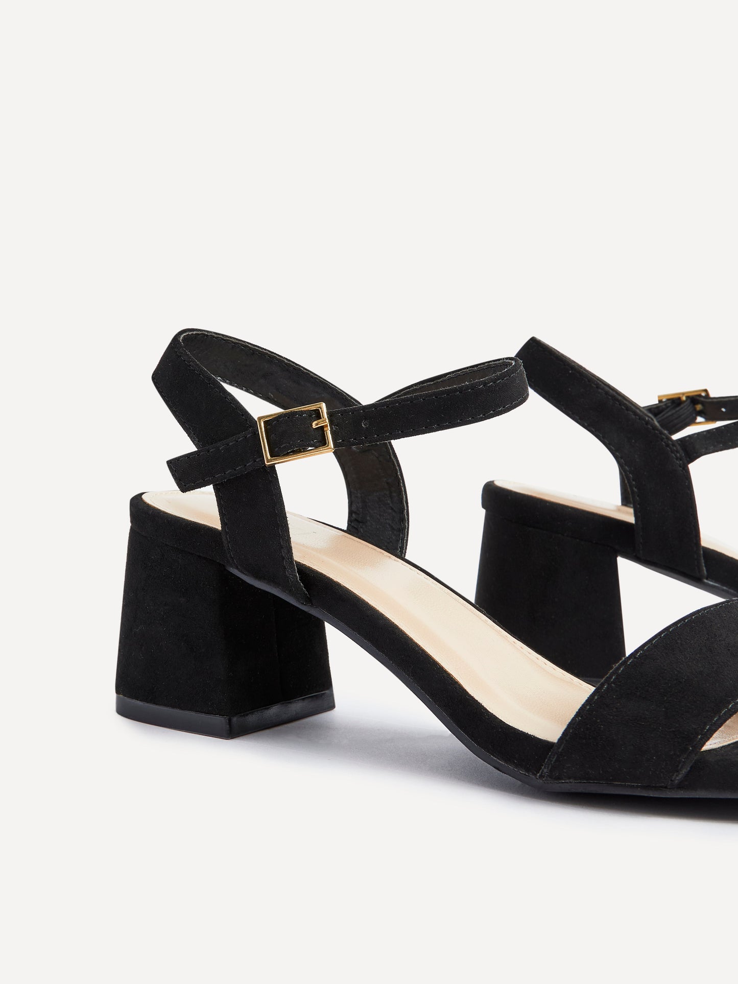 Darcie Black Faux Suede Heeled Sandals
