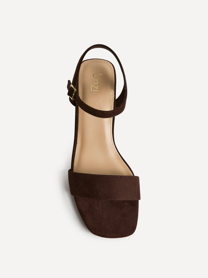 Darcie Brown Faux Suede Heeled Sandals