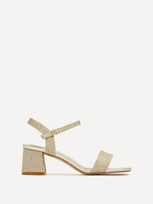 Darcie Gold Glitter Heeled Sandals