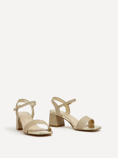 Darcie Gold Glitter Heeled Sandals