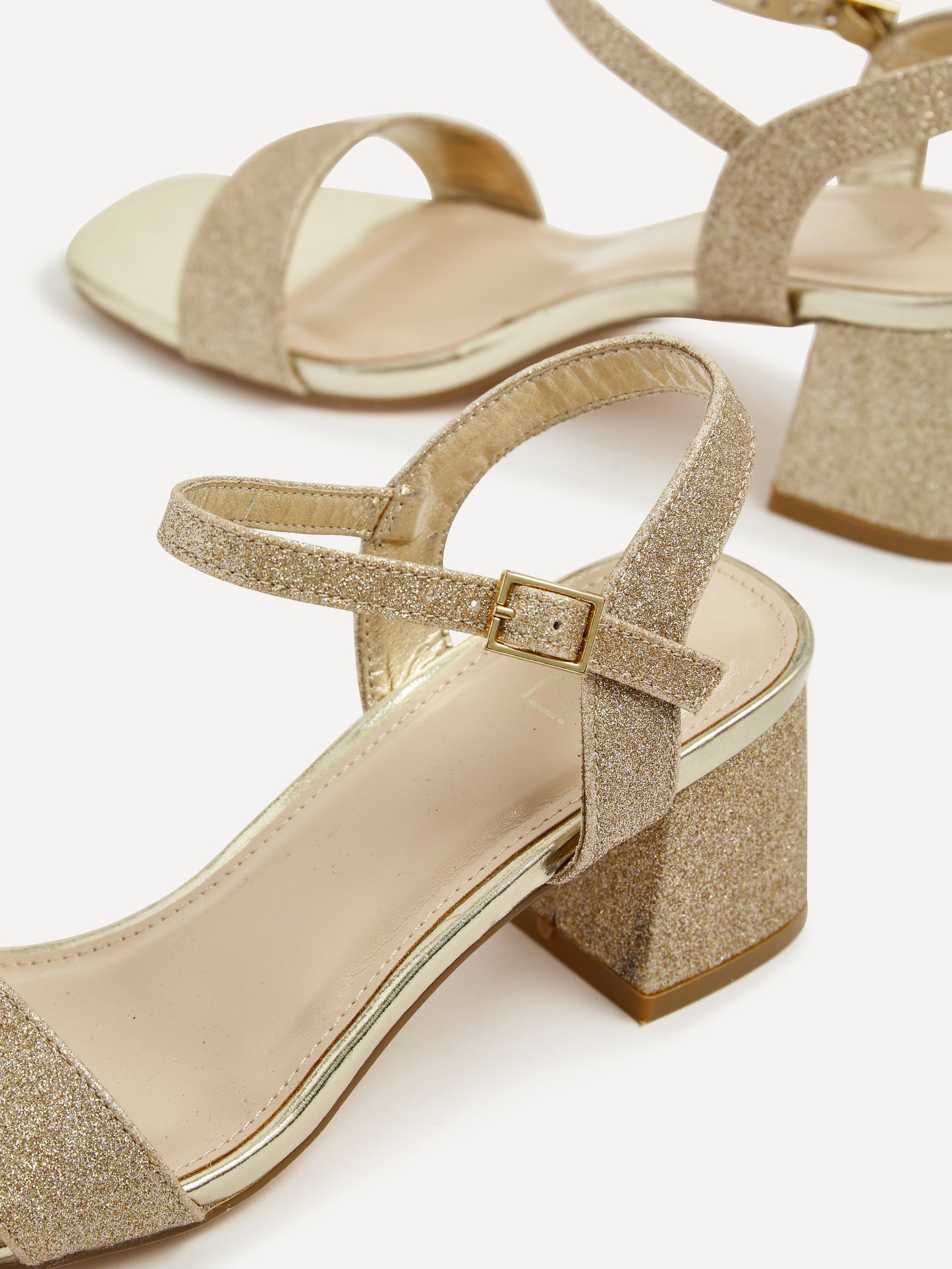 Darcie Gold Glitter Heeled Sandals