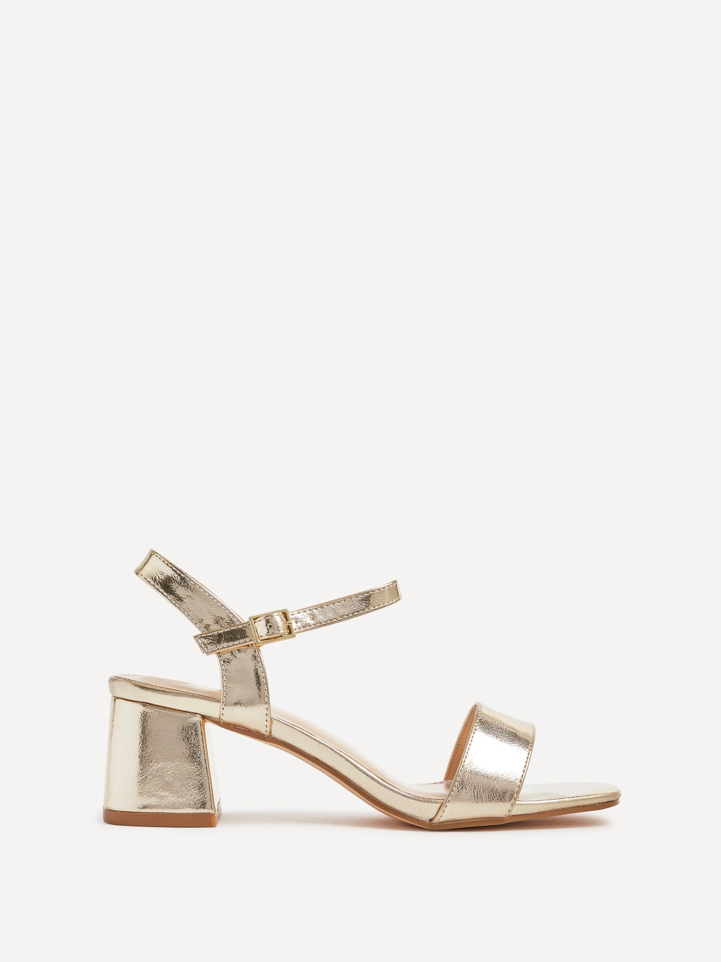 Darcie Gold Faux Leather Heeled Sandals