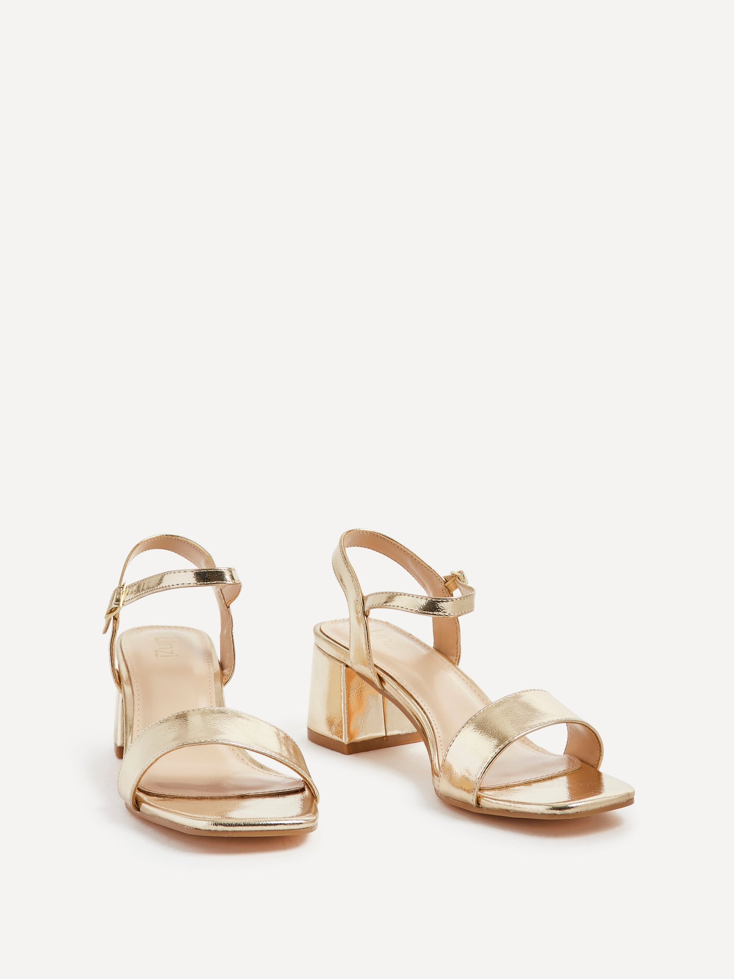 Darcie Gold Faux Leather Heeled Sandals
