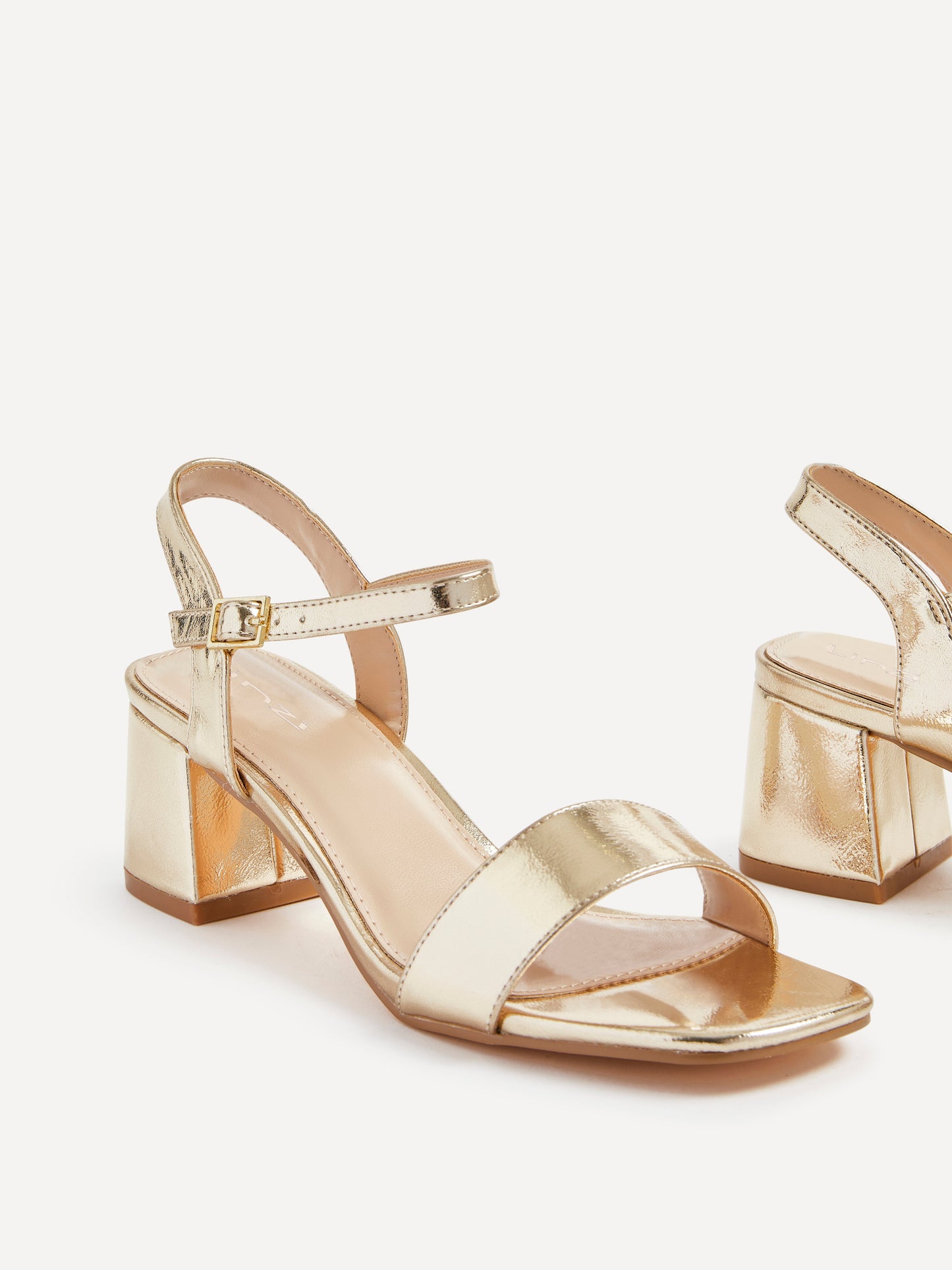 Darcie Gold Faux Leather Heeled Sandals