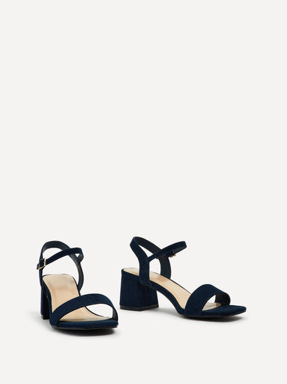 Darcie Navy Faux Suede Heeled Sandals