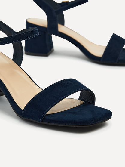 Darcie Navy Faux Suede Heeled Sandals
