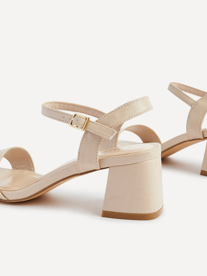 Darcie Nude Faux Leather Heeled Sandals