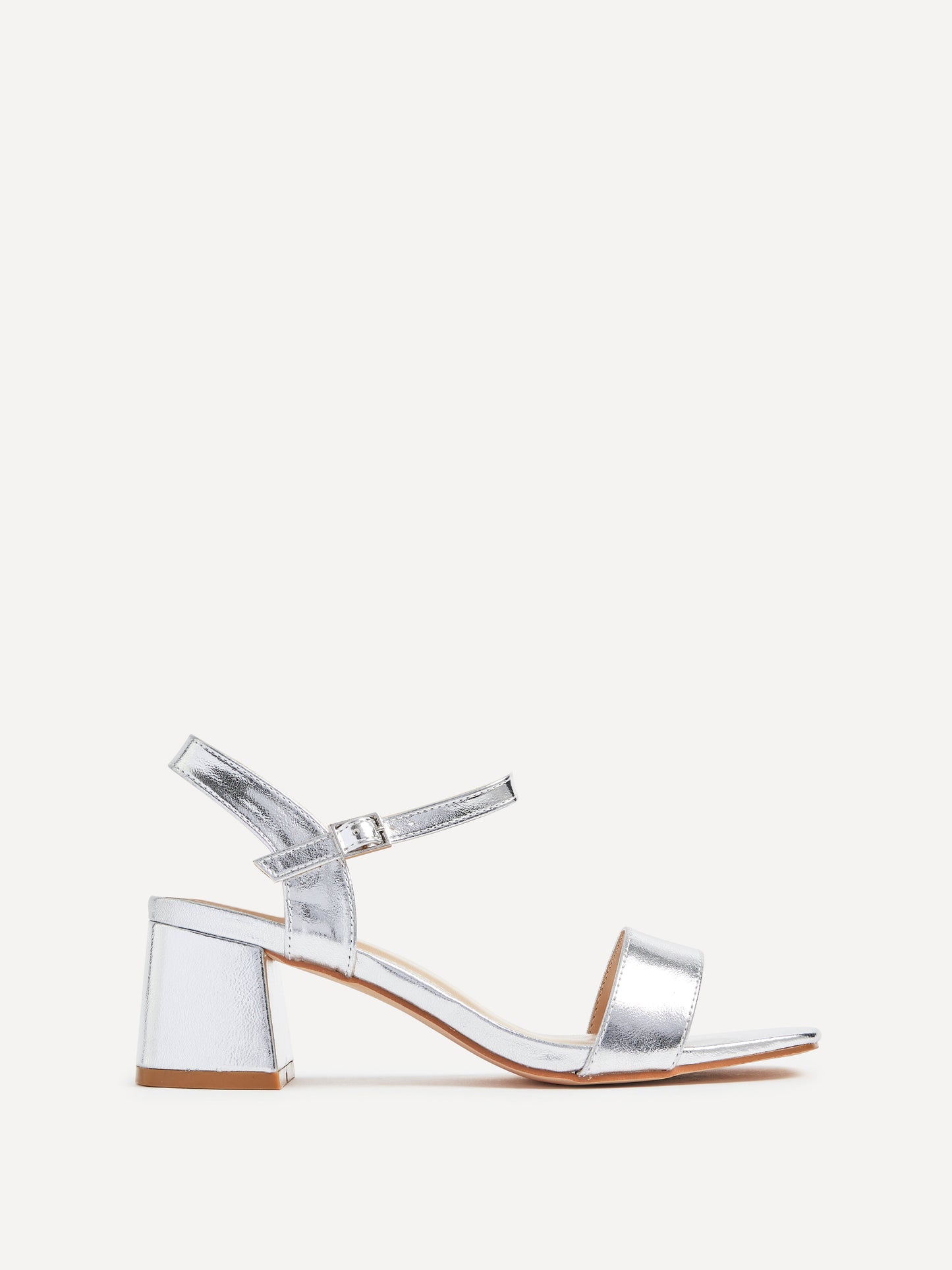 Darcie Silver Faux Leather Heeled Sandals