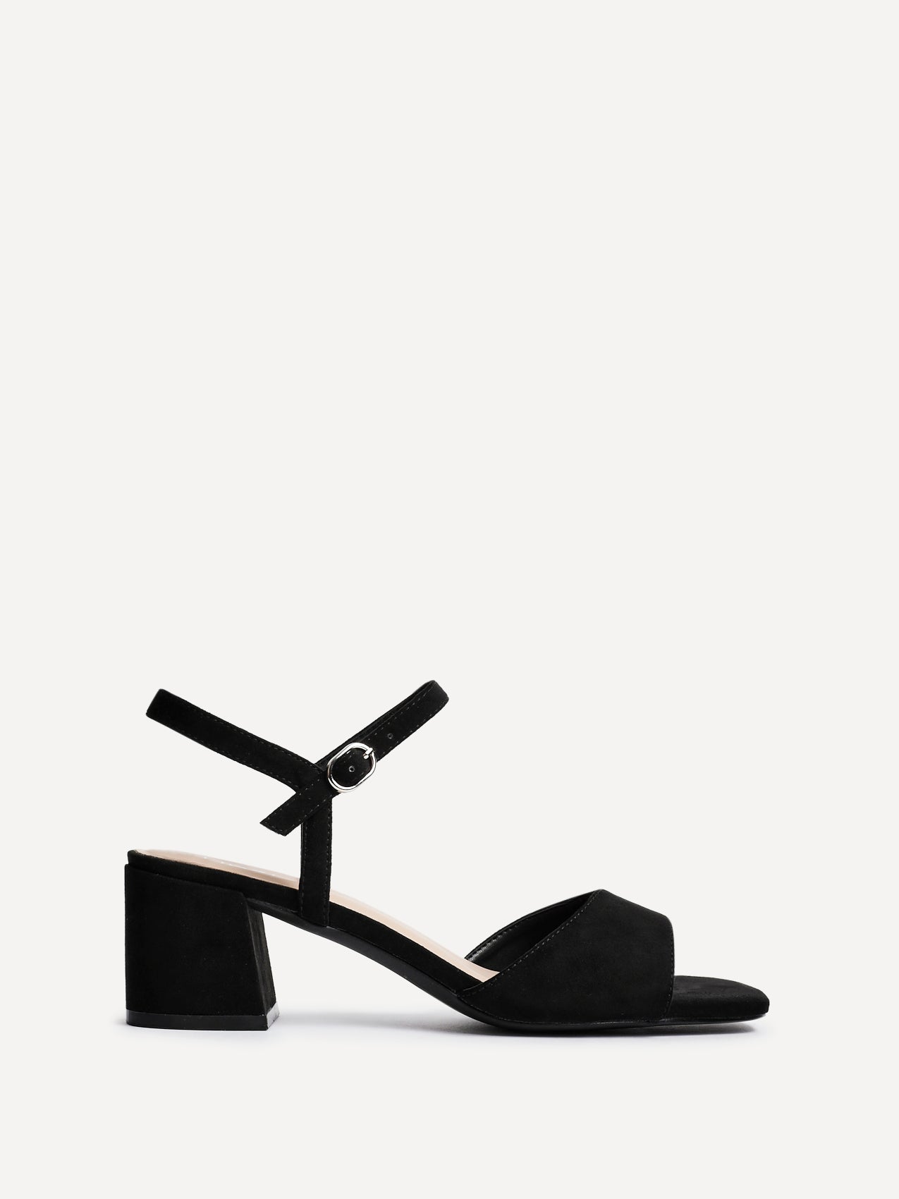 Darlene Black Faux Suede Low Heeled Sandals