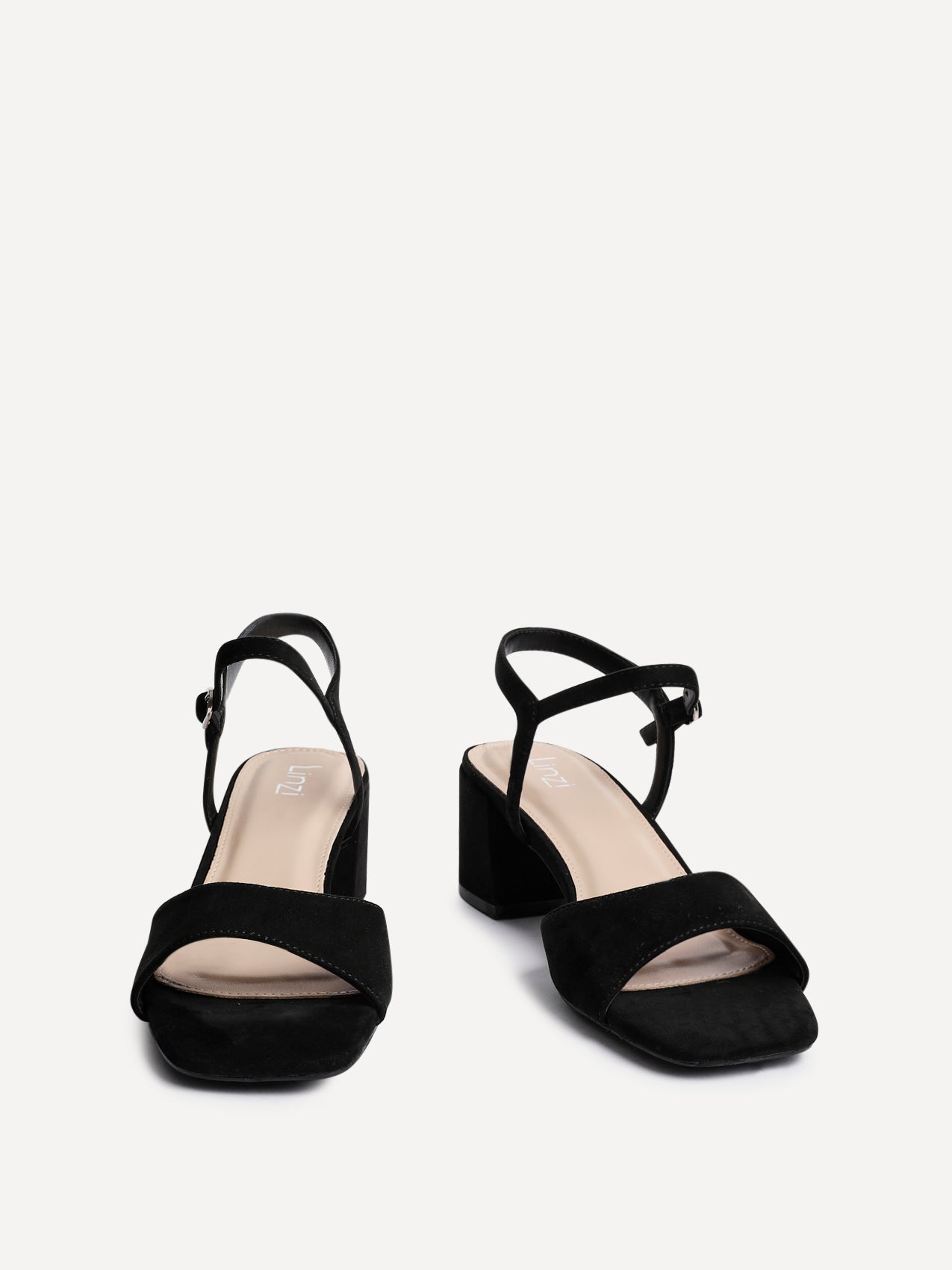 Darlene Black Faux Suede Low Heeled Sandals