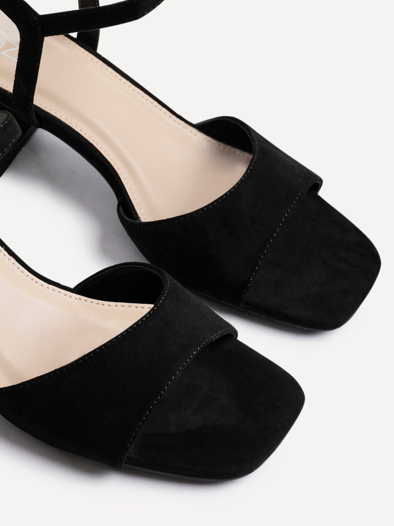 Darlene Black Faux Suede Low Heeled Sandals