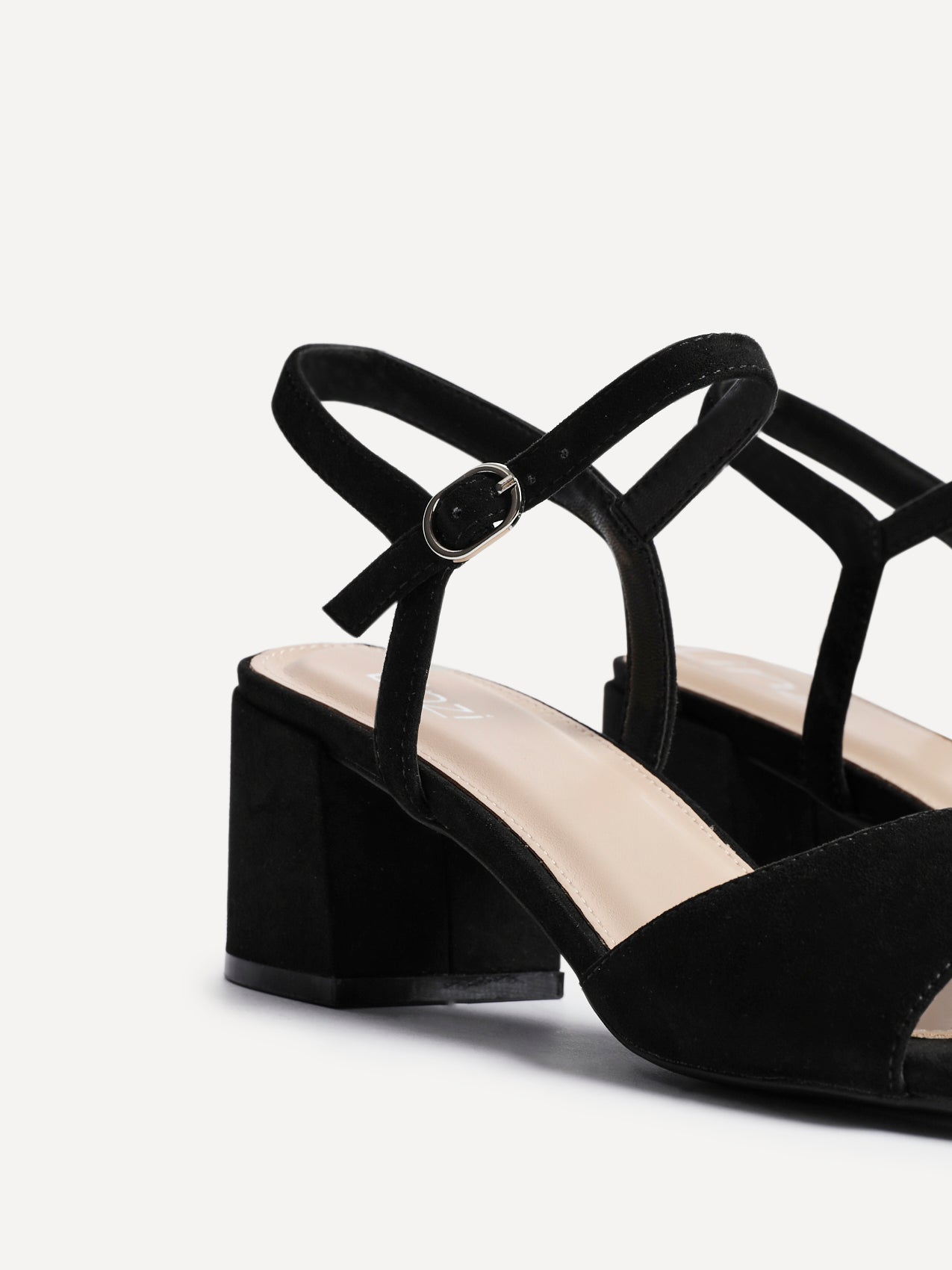 Darlene Black Faux Suede Low Heeled Sandals