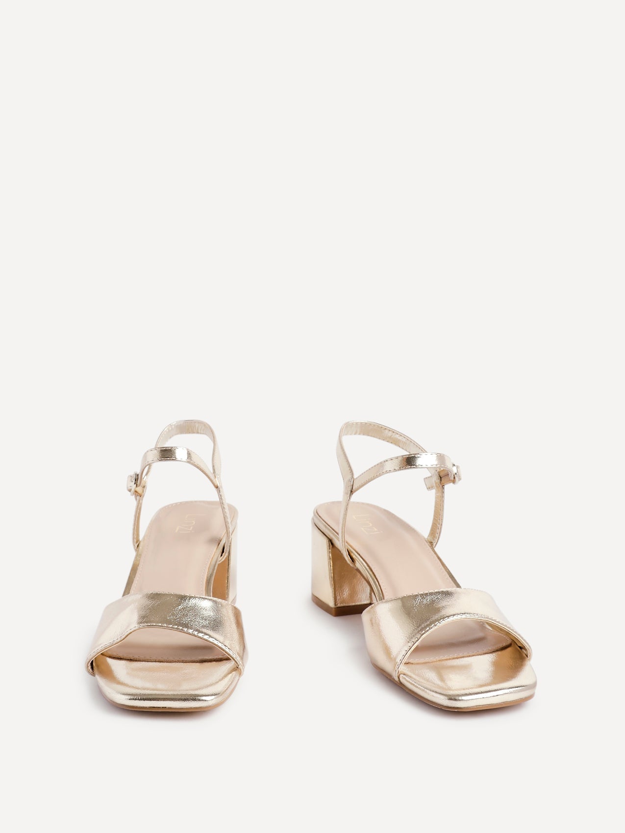 Darlene Gold Faux Leather Low Heeled Sandals
