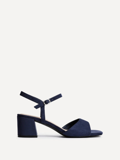 Darlene Navy Faux Suede Low Heeled Sandals