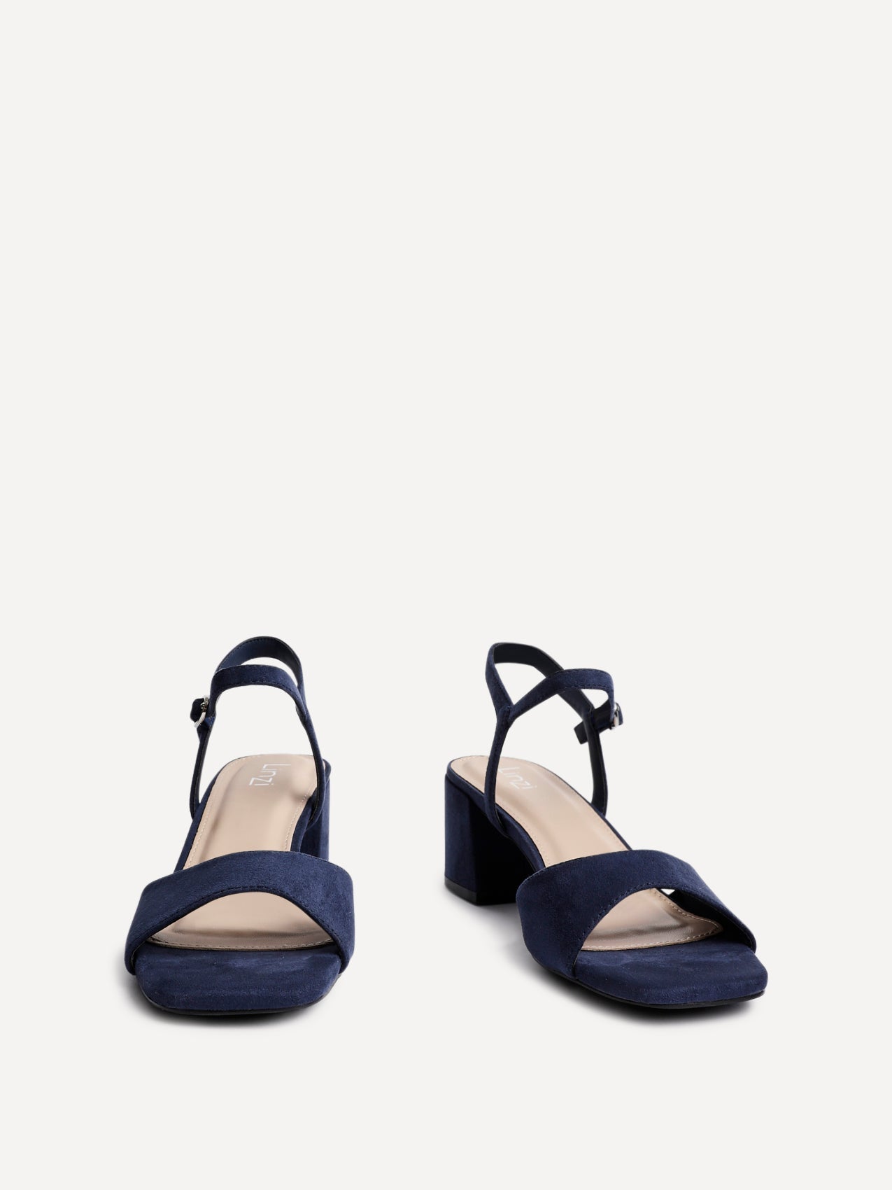 Darlene Navy Faux Suede Low Heeled Sandals